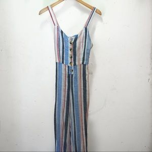 Indigo Rein Stripped Jumpsuit. NWT